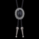 Corbata tipo bolo estilo vaquero de aleación de piedra negra