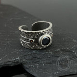 Black Textured Stone-set Copper Open Ring