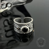 Black Textured Stone-set Copper Open Ring | Gthic.com
