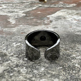 Black Textured Stone-set Copper Open Ring