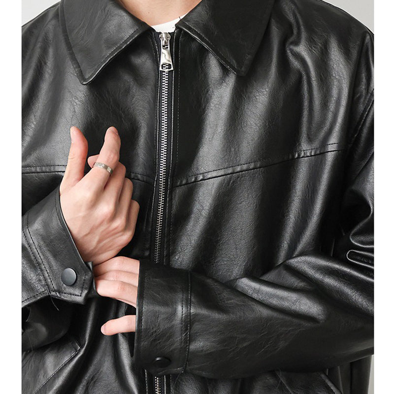 Vintage Street Style Black Zipper Leather Jacket – GTHIC