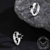 Black Zircon Octagonal Star Stainless Steel Earrings 01 | Gthic.com