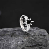 Black Zircon Octagonal Star Stainless Steel Earrings 03 | Gthic.com