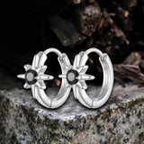 Black Zircon Octagonal Star Stainless Steel Earrings