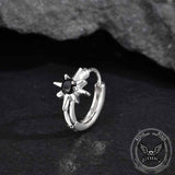 Black Zircon Octagonal Star Stainless Steel Earrings