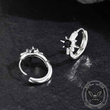 Black Zircon Octagonal Star Stainless Steel Earrings