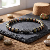 Bohemian Natural Stone Alloy Spacer Elastic Bead Bracelet | Gthic.com