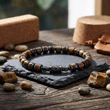 Bracciale con perline da uomo in acciaio inossidabile con teschio incrociato