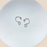 Bow Heart Design Zircon Stainless Steel Nipple Ring | Gthic.com