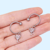 Bow Heart Design Zircon Stainless Steel Nipple Ring | Gthic.com