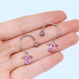 Bow Heart Design Zircon Stainless Steel Nipple Ring | Gthic.com