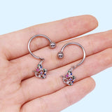 Bow Heart Design Zircon Stainless Steel Nipple Ring | Gthic.com