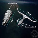 Bull Head Multi Tool Damascus Necklace