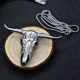 Bull Head Multi Tool Damascus Necklace | Gthic.com
