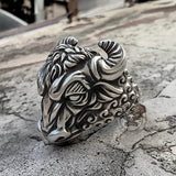 Bull Head Sterling Silver Animal Ring 01 | Gthic.com