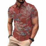 Casual Coconut Tree Print Short Sleeve Polo Shirt 01 | Gthic.com