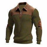 Casual Color-Blocked Half-Zip Lapel Sweatshirt | Gthic.com