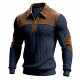 Casual Color-Blocked Half-Zip Lapel Sweatshirt