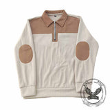 Casual Color-Blocked Half-Zip Lapel Sweatshirt