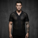 Casual Cut-Outs Buttons Lace Short-Sleeve Shirt | Gthic.com