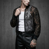 Casual Hollow See-Through Lace Long-Sleeve Jacket | Gthic.com