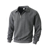 Casual Jacquard Half-Open Zipper Knit Lapel Collar Sweatshit