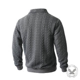 Casual Jacquard Half-Open Zipper Knit Lapel Collar Sweatshit