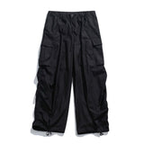 Casual Multi-Pocket Loose Wide-Leg Drawstring Overalls | Ghtic.com