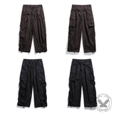 Casual Multi-Pocket Loose Wide-Leg Drawstring Overalls