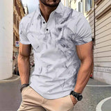 Casual Natural Feather Print Short Sleeve Polo Shirt 01 | Gthic.com