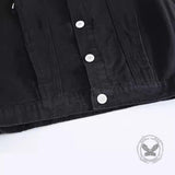 Casual Punk Black Lapel Biker Denim Vest