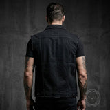 Casual Punk Black Lapel Biker Denim Vest | Gthic.com