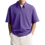 Casual Solid-Color Half-Zip Lapel Polo Shirt