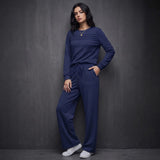 Casual Solid-Color Long-Sleeve Top And Pants Set