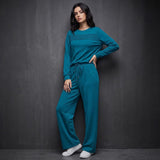 Casual Solid-Color Long-Sleeve Top And Pants Set
