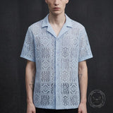 Casual Solid Color Cut-Out Lace Short-Sleeve Shirt | Gthic.com