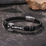 Celtic Knot Axe Stainless Steel Leather Bracelet