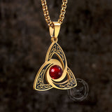 Celtic Knot Red Gemstone Stainless Steel Necklace