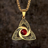 Celtic Knot Red Gemstone Stainless Steel Necklace | Gthic.com