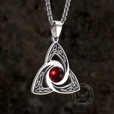 Celtic Knot Red Gemstone Stainless Steel Necklace