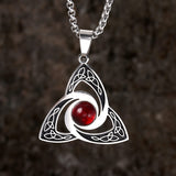 Celtic Knot Red Gemstone Stainless Steel Necklace | Gthic.com