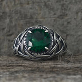 Celtic Knot Viking Rune Zircon Sterling Silver Ring