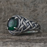 Celtic Knot Viking Rune Zircon Sterling Silver Ring