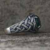 Celtic Knot Viking Rune Zircon Sterling Silver Ring