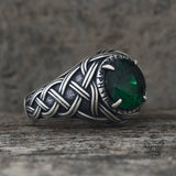 Celtic Knot Viking Rune Zircon Sterling Silver Ring