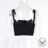 Top corto de algodón con detalle de cadena