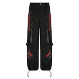 Chain Design Polyester Cargo Pants | Gthic.com