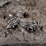 Cheetah Head Gemstone Stainless Steel Stud Earrings