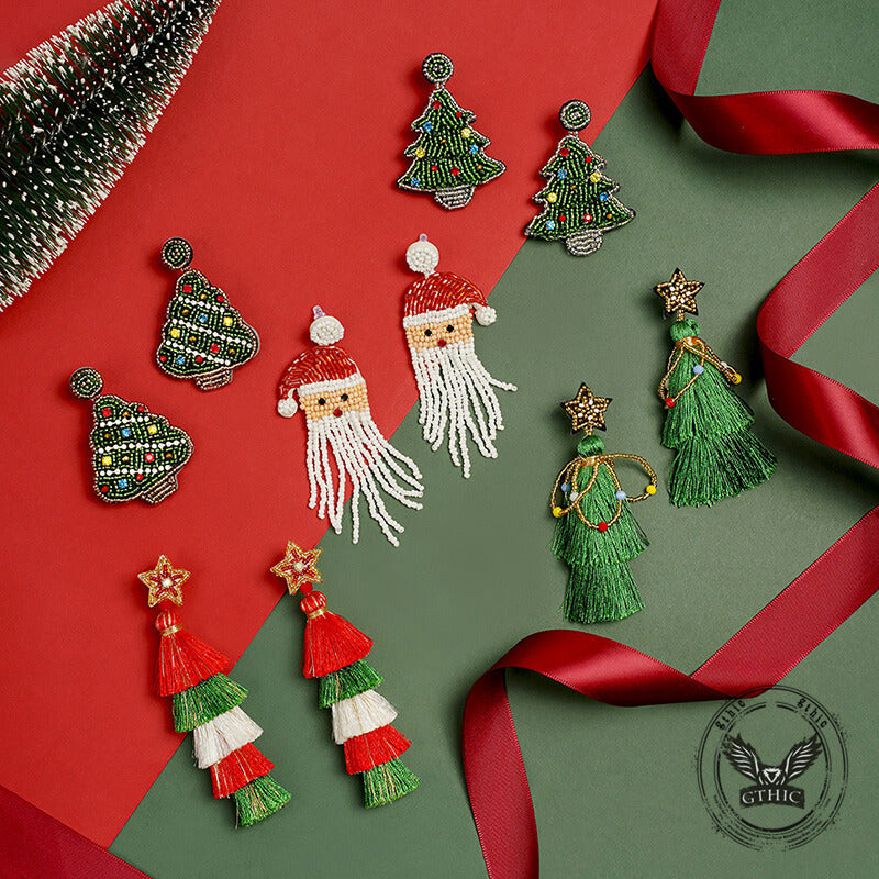 Christmas Tree Santa Cartoon Tassel Rice Bead Earrings – GTHIC