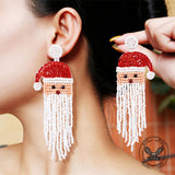 Christmas Tree Santa Cartoon Tassel Rice Bead Earrings 02 | Gthic.com